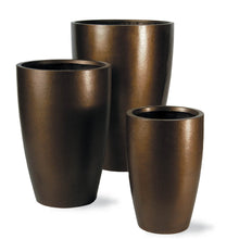 Load image into Gallery viewer, Bronze Planters. Tall Bronze Effect Planters. Vase Shape planter made in the UK from Lightweight Fibreglass in Bronze effect. 