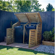 Load image into Gallery viewer, Timber Double Bin Store for Secure Garden Storage