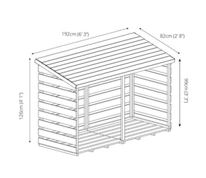 Mercia 6 x 3ft Double Timber Log Store – Spacious and Durable Log Storage