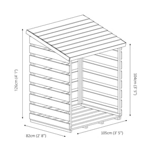 Mercia 3 x 3ft Single Timber Log Store – Compact and Durable Log Storage