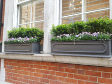 Load image into Gallery viewer, High end traditional style faux lead window box planters at  London town house