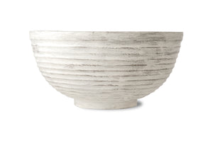 Large round bowl planter Rustic white