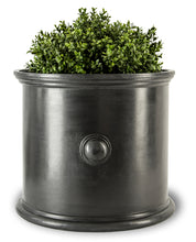 Load image into Gallery viewer, Traditional round faux lead garden planter. Made in the UK.  Perfect for London town houses and period homes.
